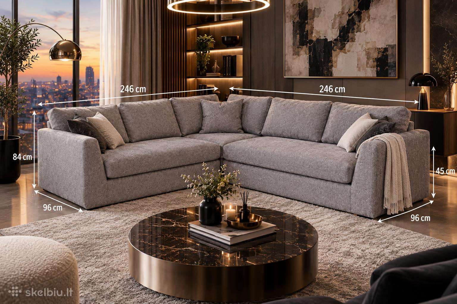 Kampinė sofa „Home4you Edra“, pilkos spalvos.