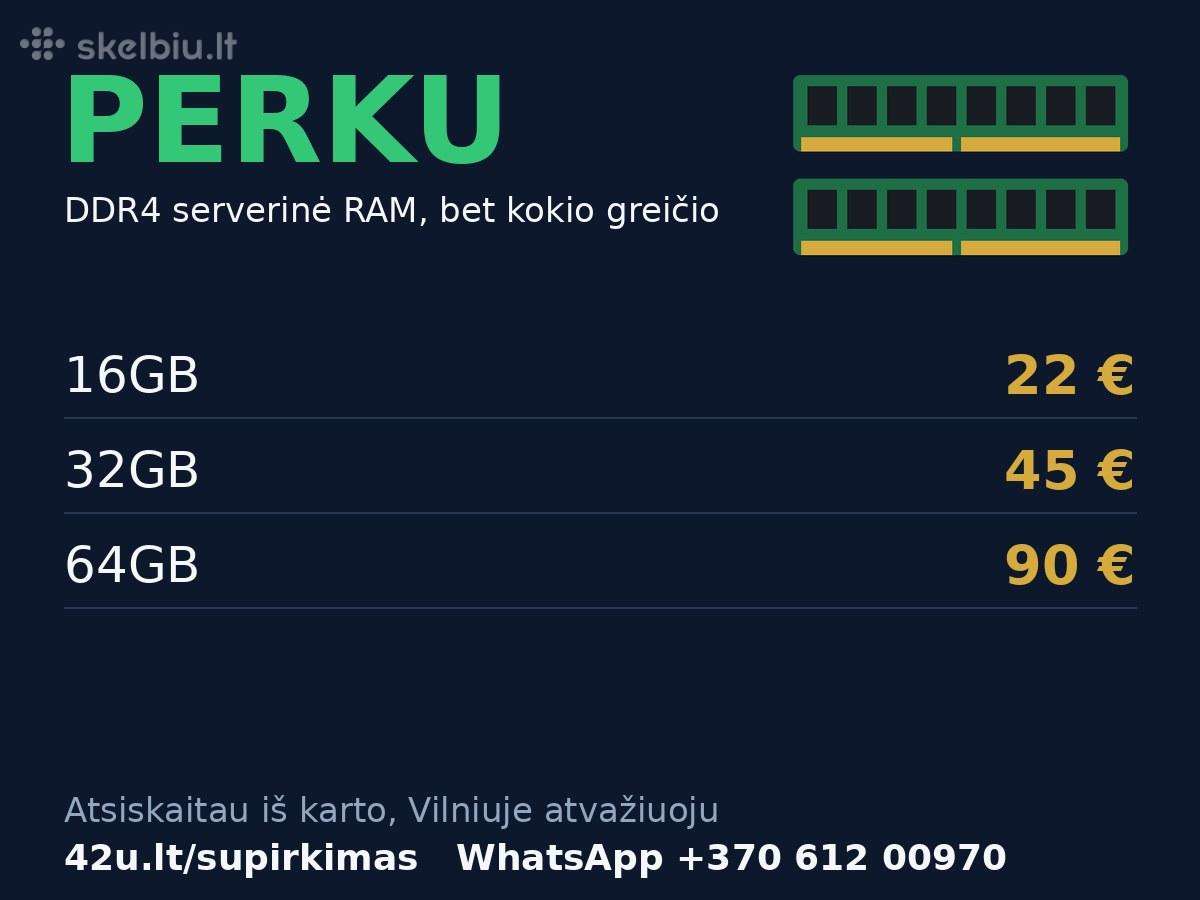 Perku 64gb Ddr4 serverinę RAM po 90 Eur