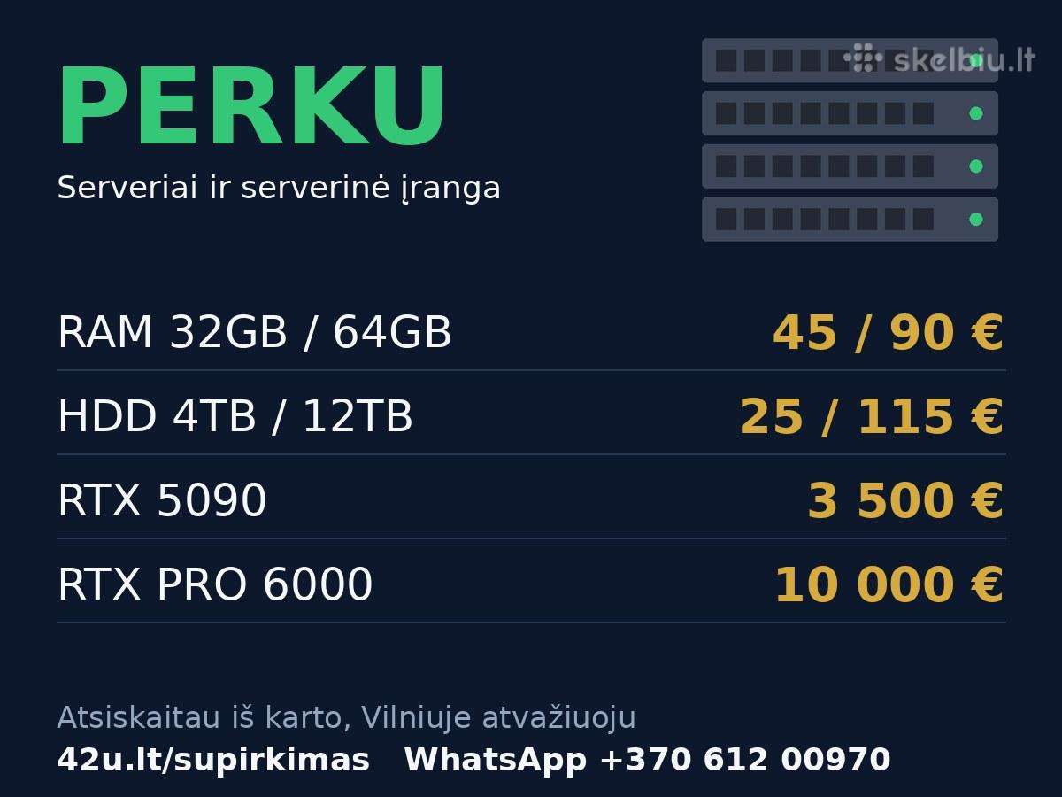 Perku rack serverius: Dell R740xd po 380 Eur