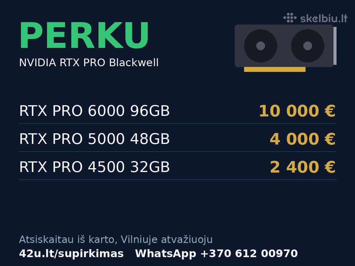 Perku Rtx Pro 5000 ir Pro 4500 Blackwell