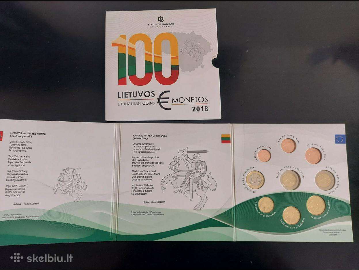 2018 Lietuva Valstybės 100-metis Bu Euro monetų ri