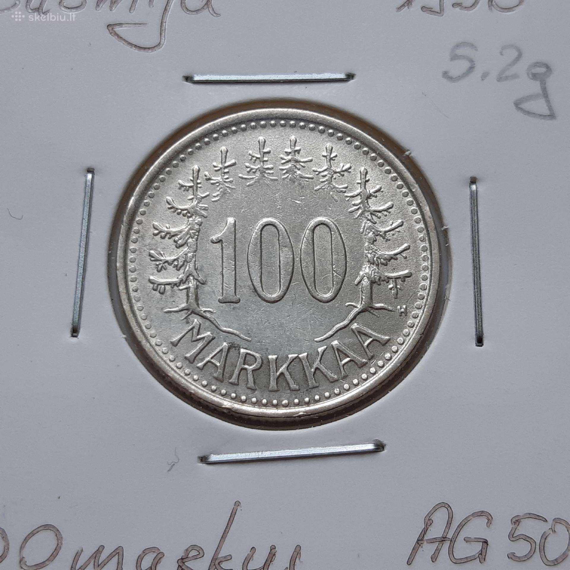 Suomija 100 markių sidabras 1956