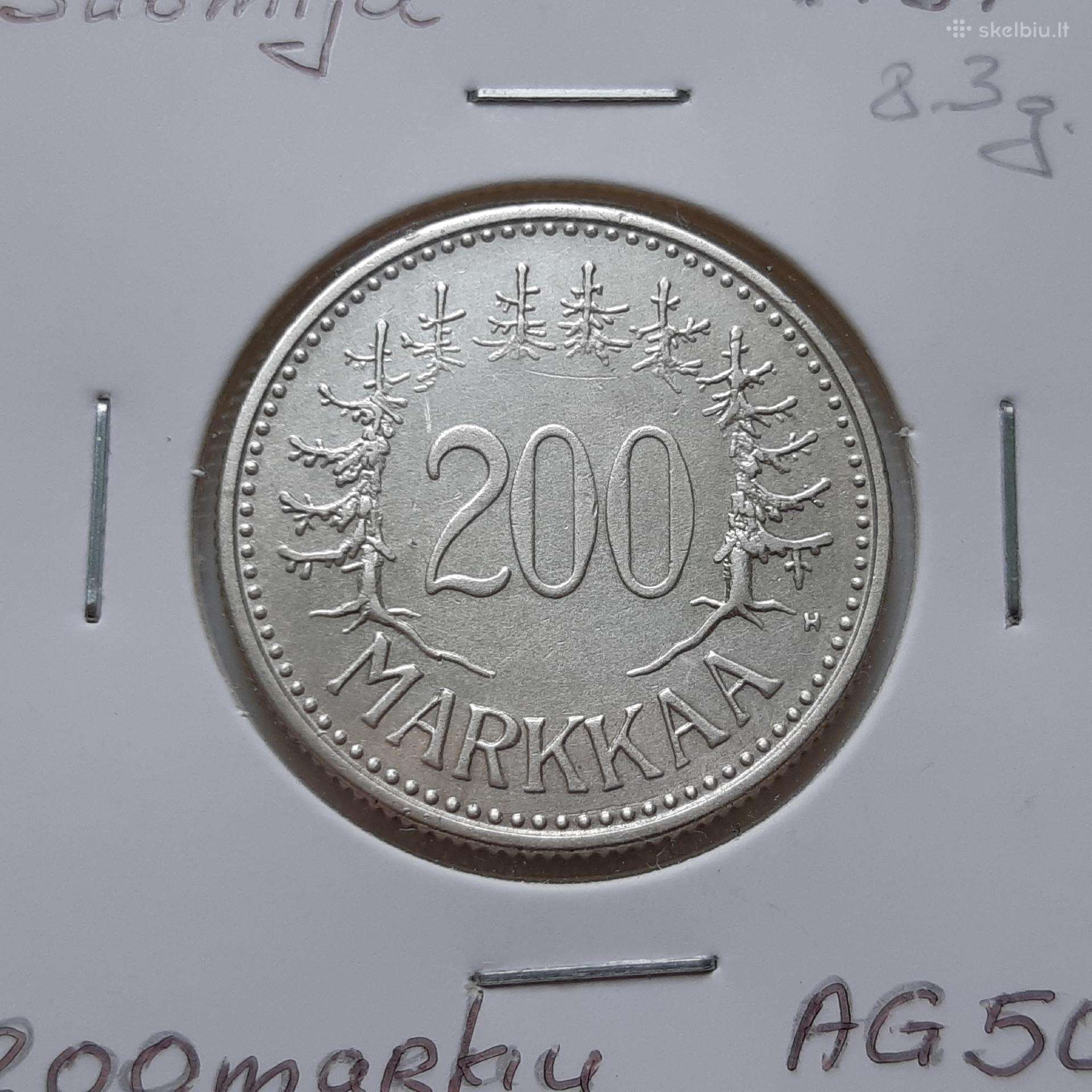Suomija 200 markių sidabras 1957