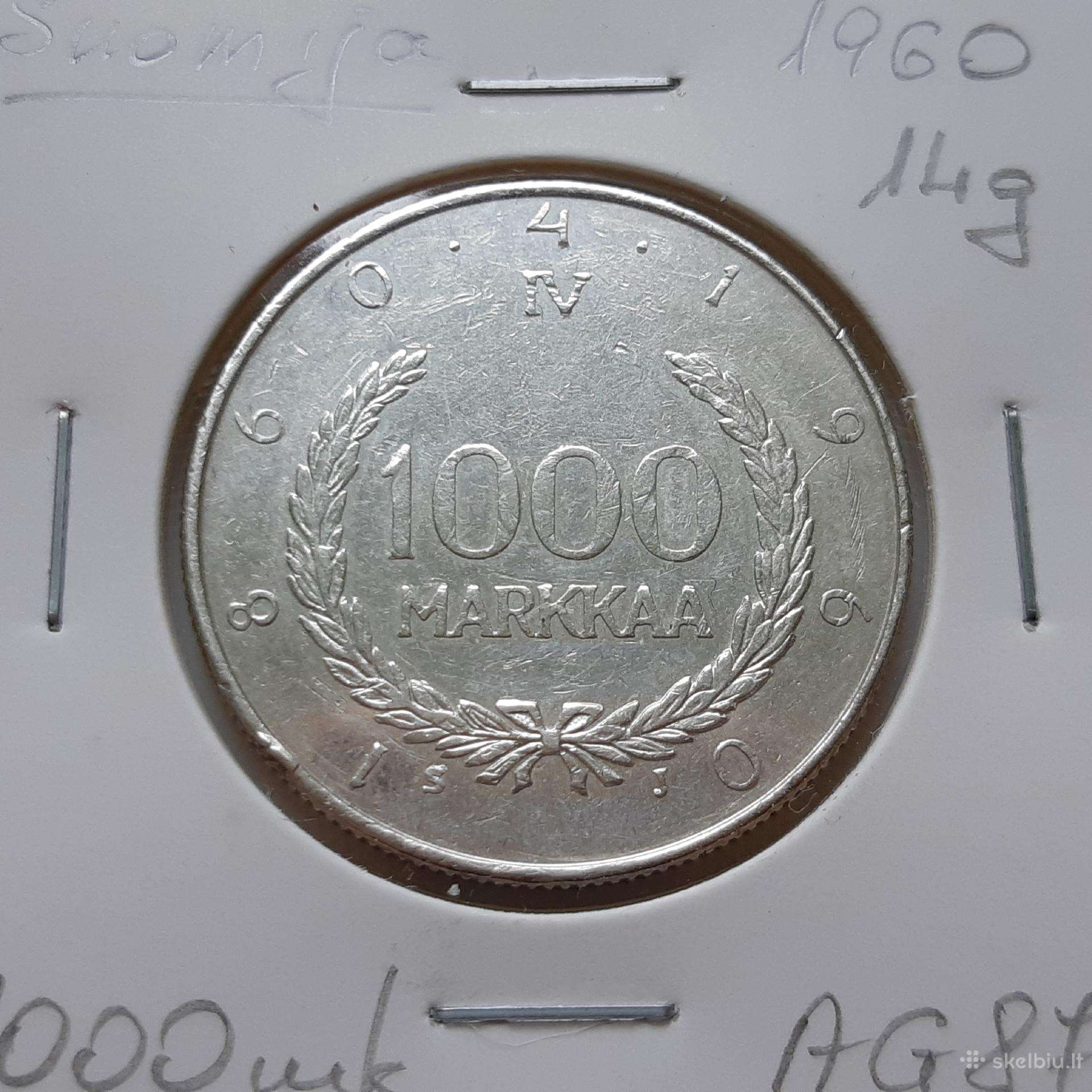 Suomija 1000 markių sidabras 1960