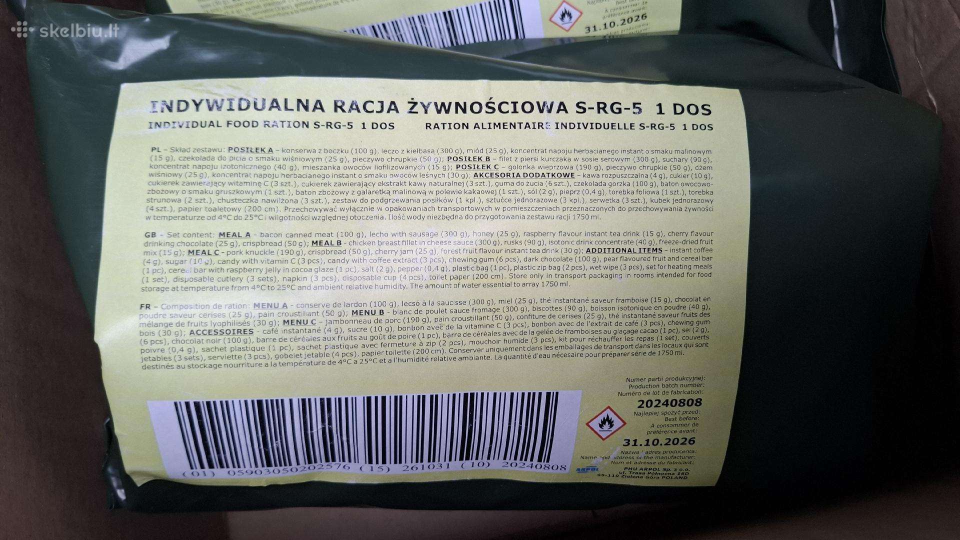 Mre lenkiškas kariškas 24 h.sausas davinys
