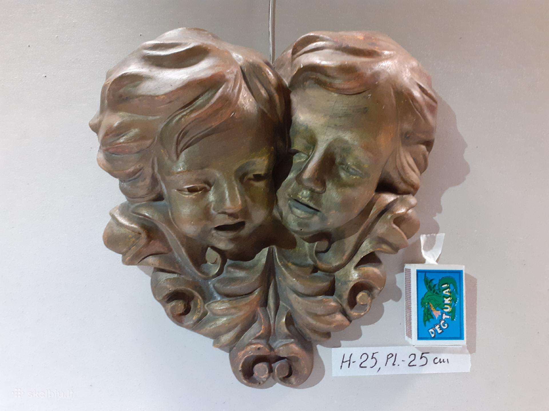 Gipsinė sieninė skulptūra „angeliukai“ , 25x25 cm