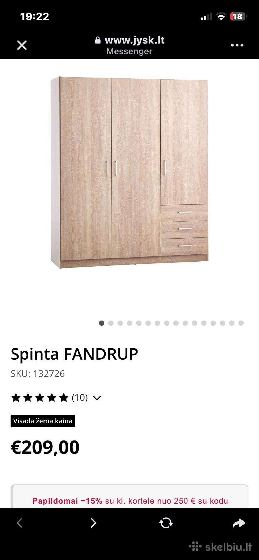 Parduodama spinta.
