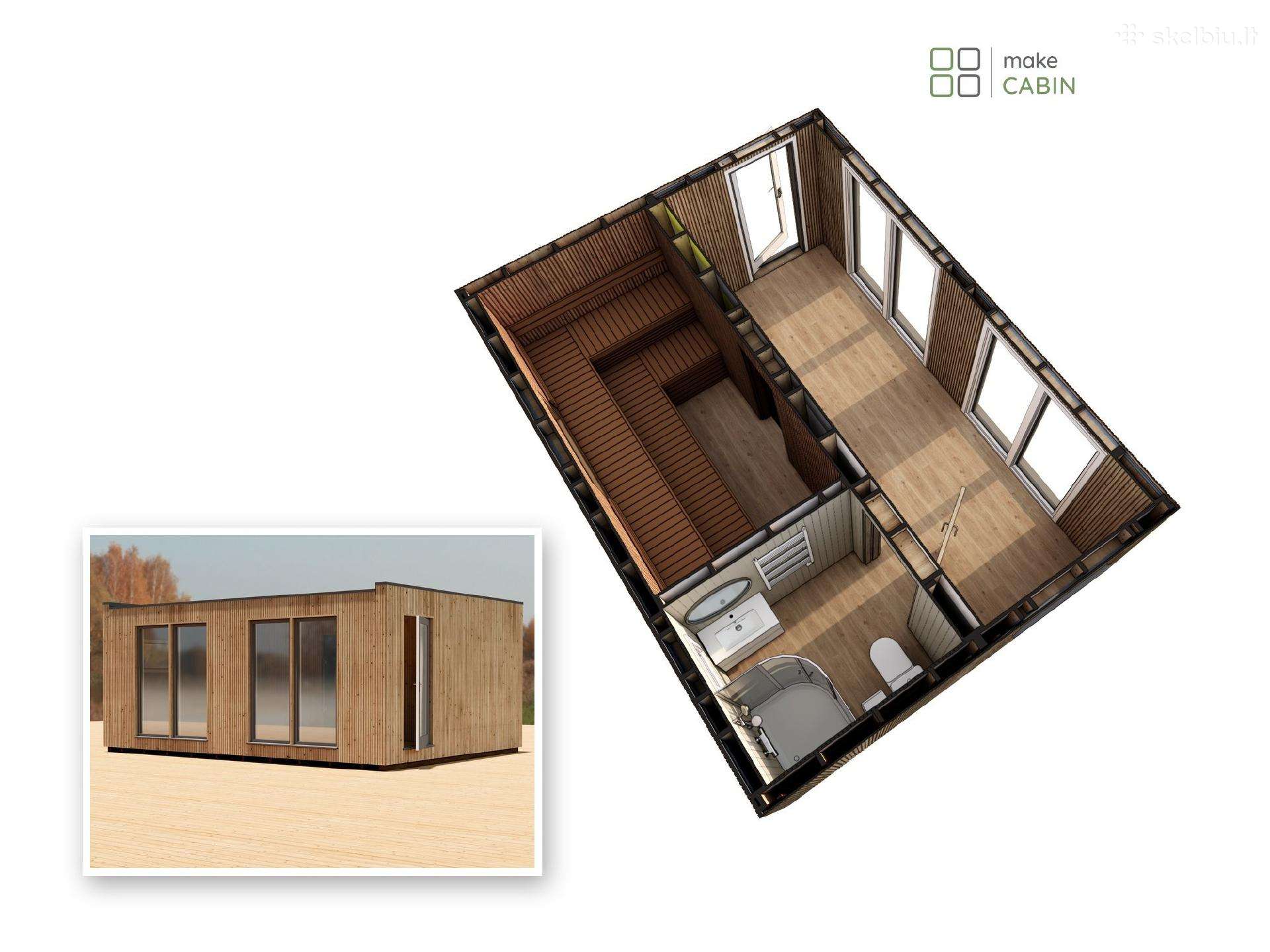 Makecabin modulinė pirtis su priepirčiu