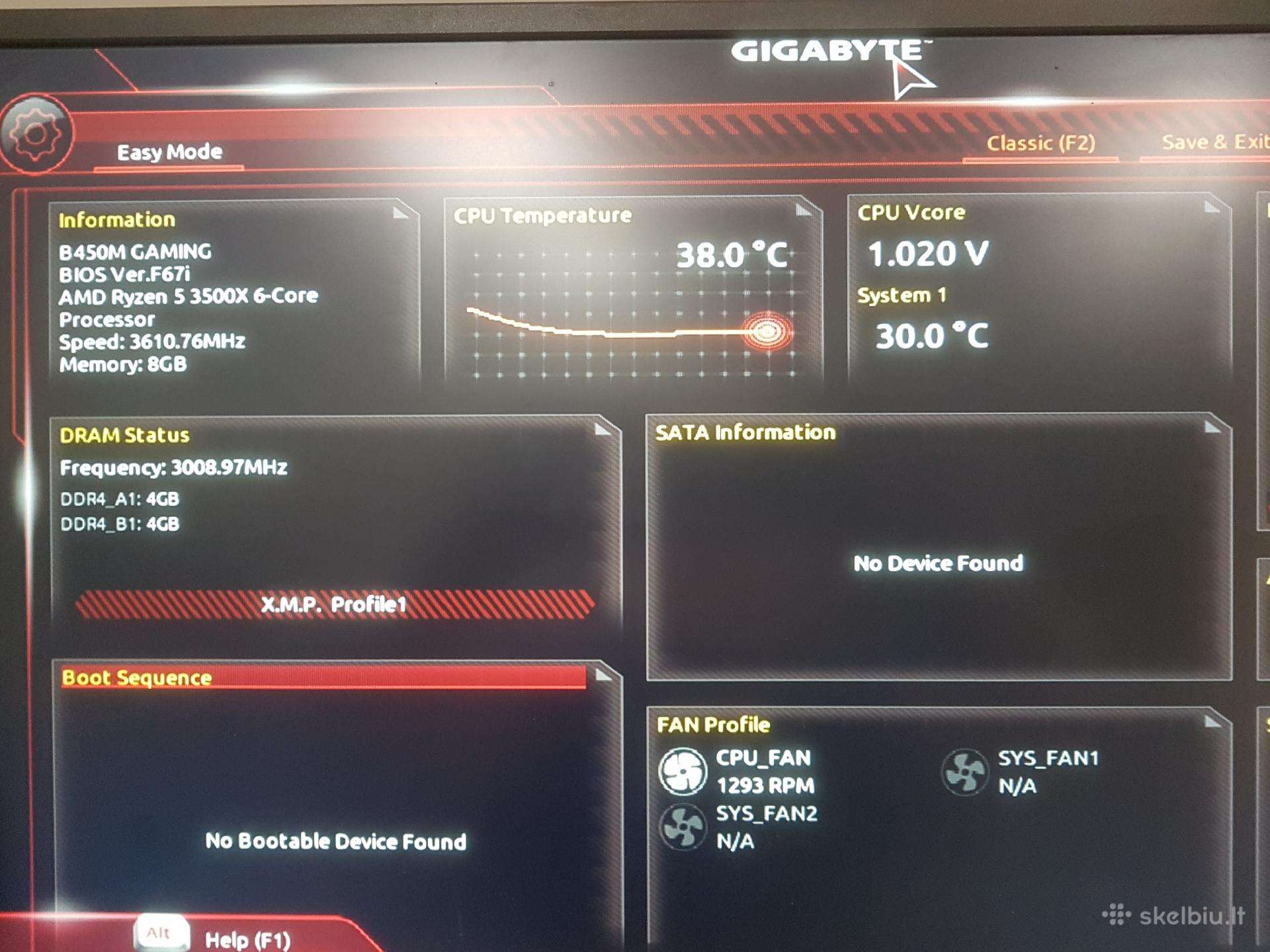 Gigabyte B450m Gaming Amd 3500x Corsair 8gb 3000
