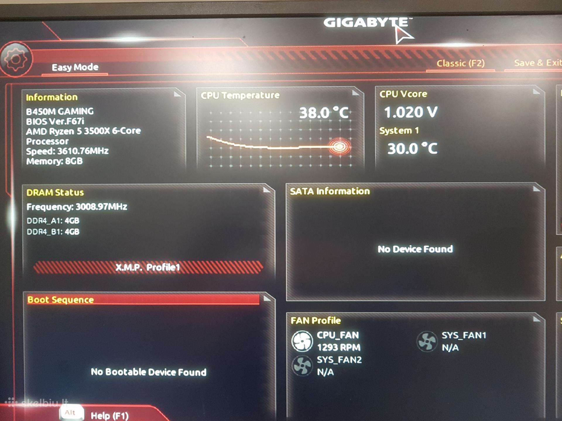 Amd 3500x Gigabyte B450m Gaming Corsair 8gb 3000