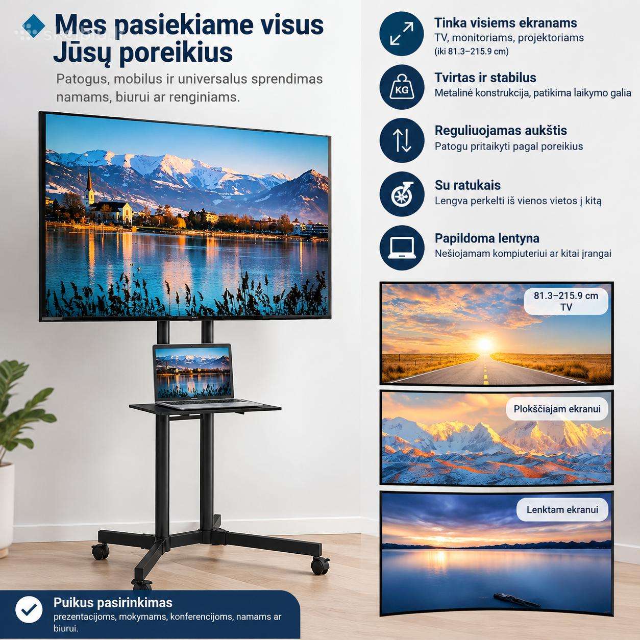 Bontec mobili TV stovo/vežimėlio kolona