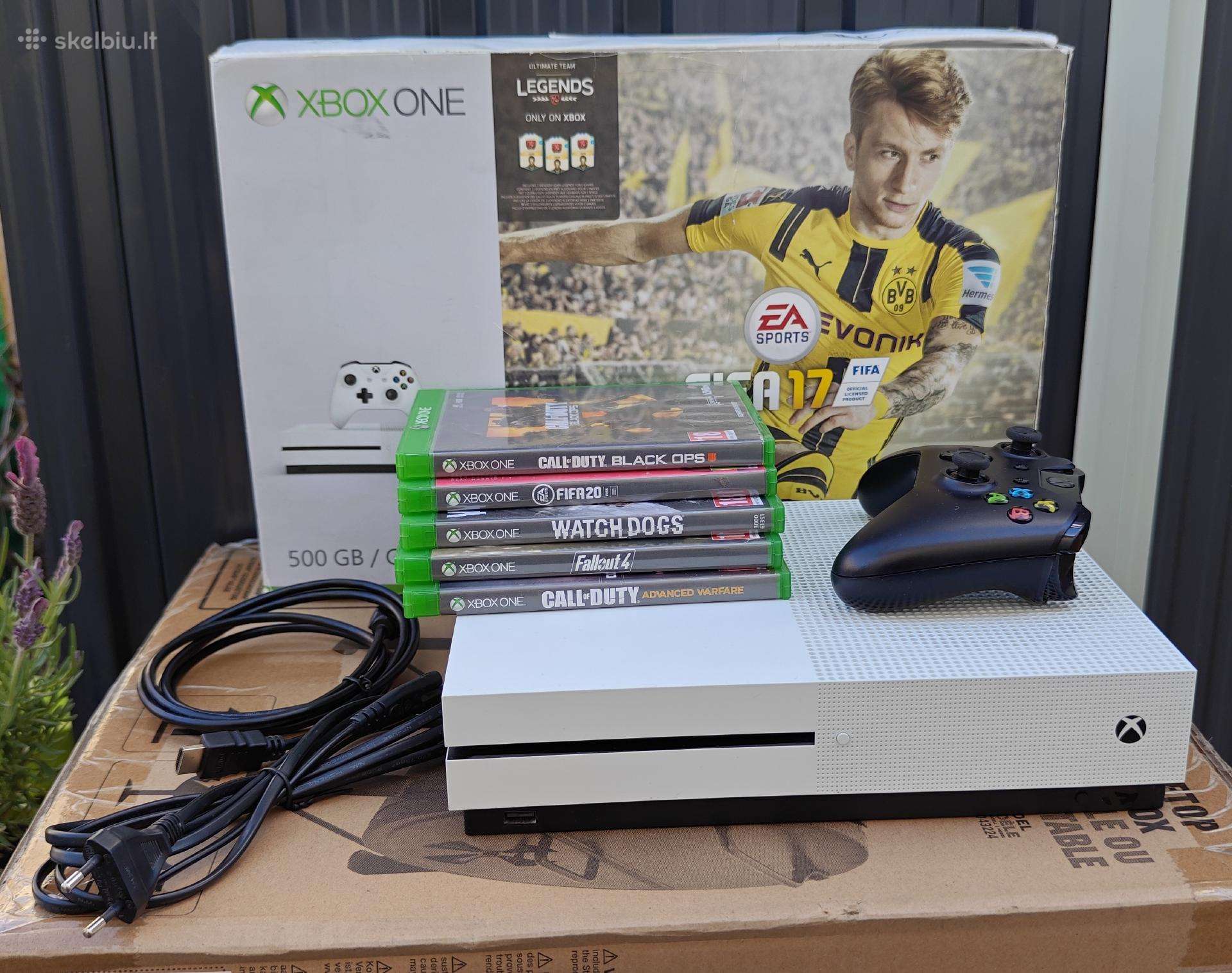 Xbox One S 1tb su dėže ir žaidimais