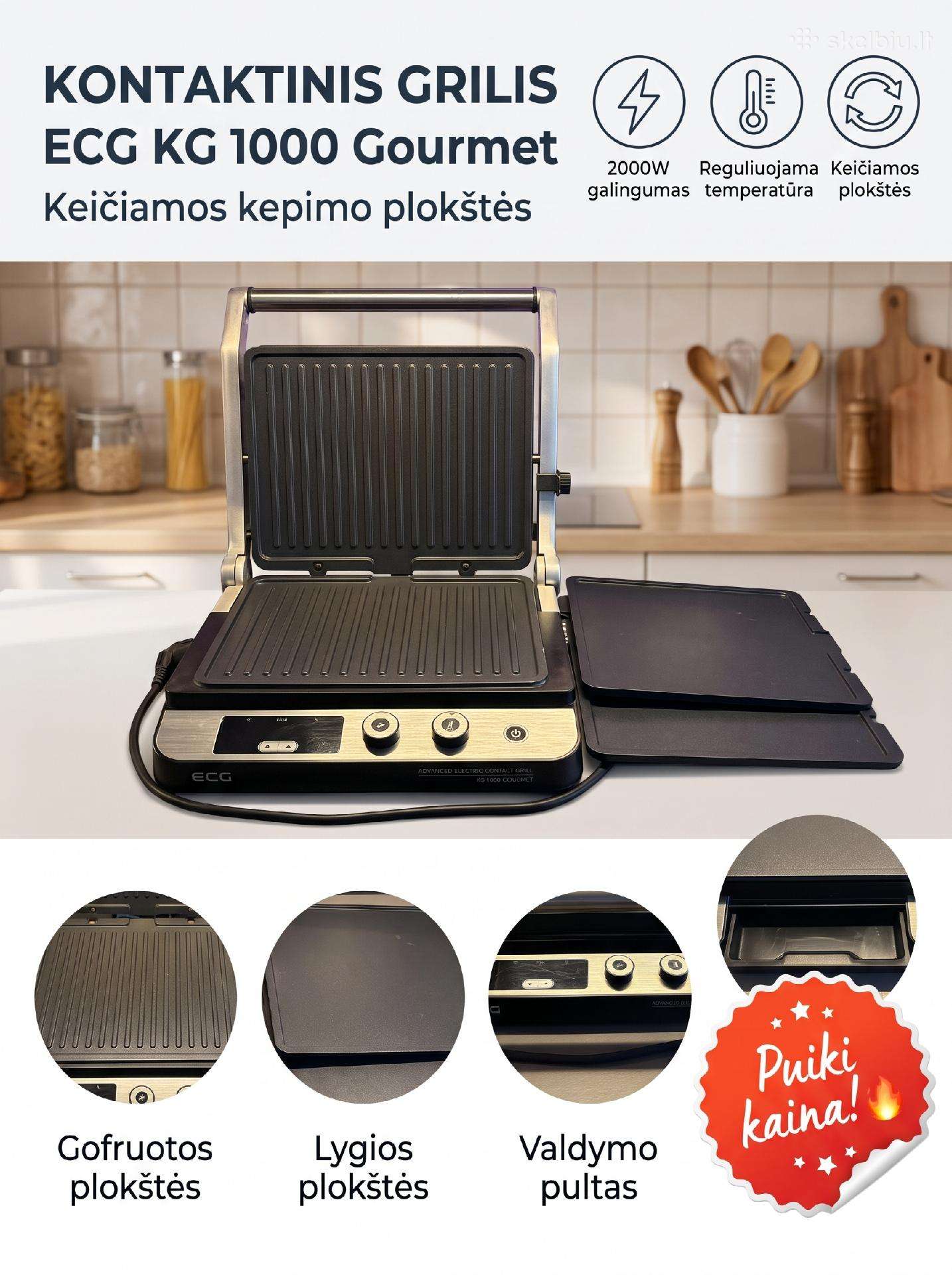 Elektrinis kontaktinis grilius Ecg Kg 1000 Gourmet
