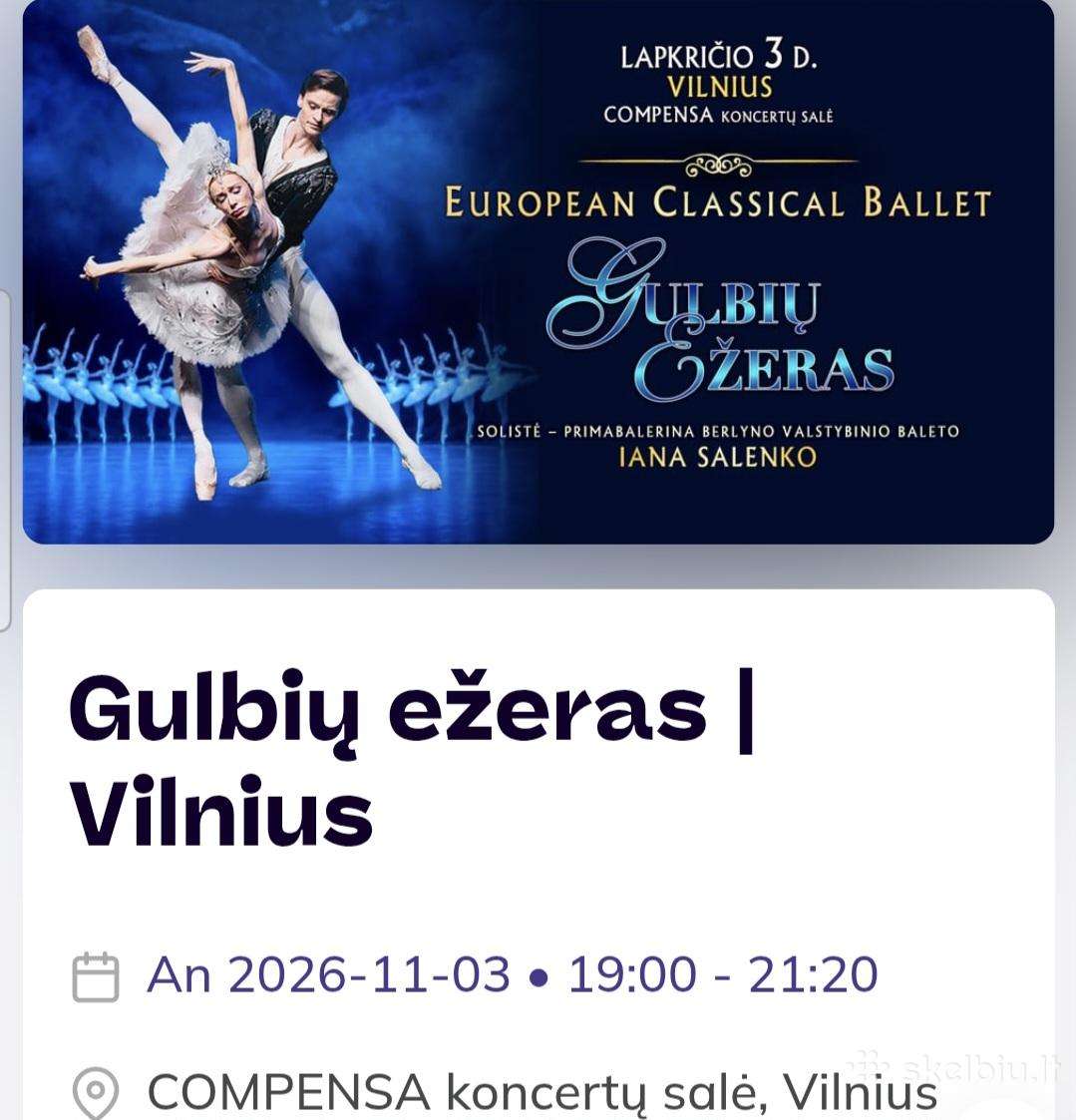 Bilietai- baletas ,Gulbių ežeras "