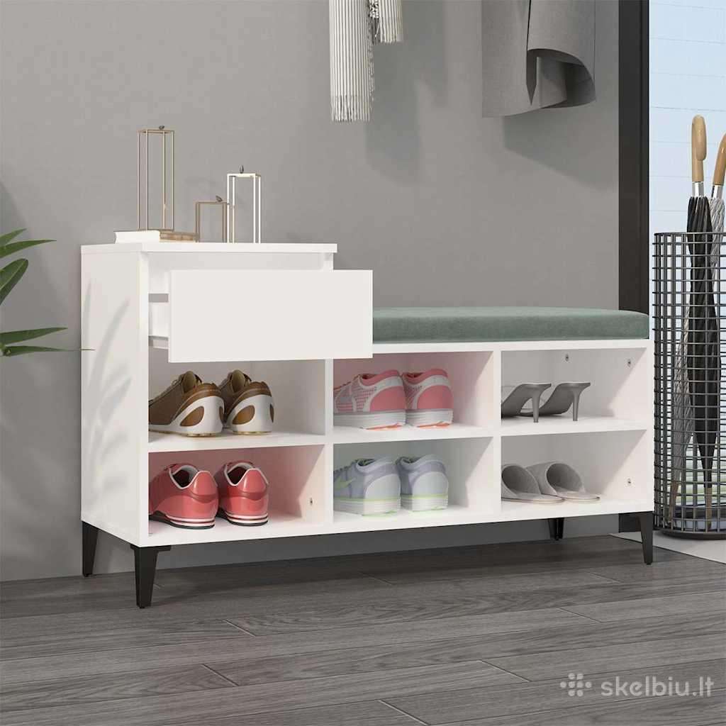 Vidaxl Spintelė batams, baltos spalvos, 102x36x60c