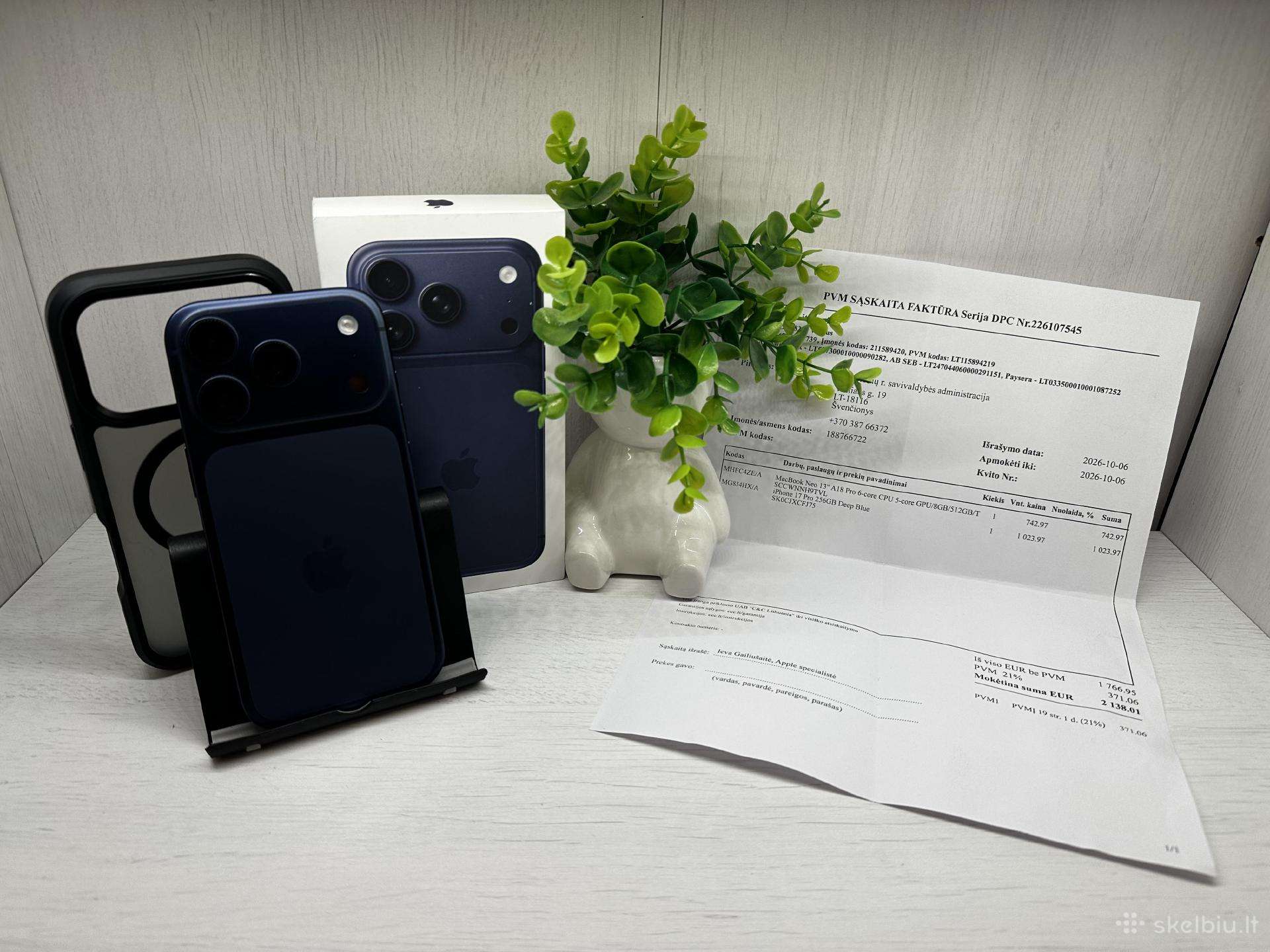 iPhone 17pro 256gb Garantija 23mėn. ir PVM Faktūra