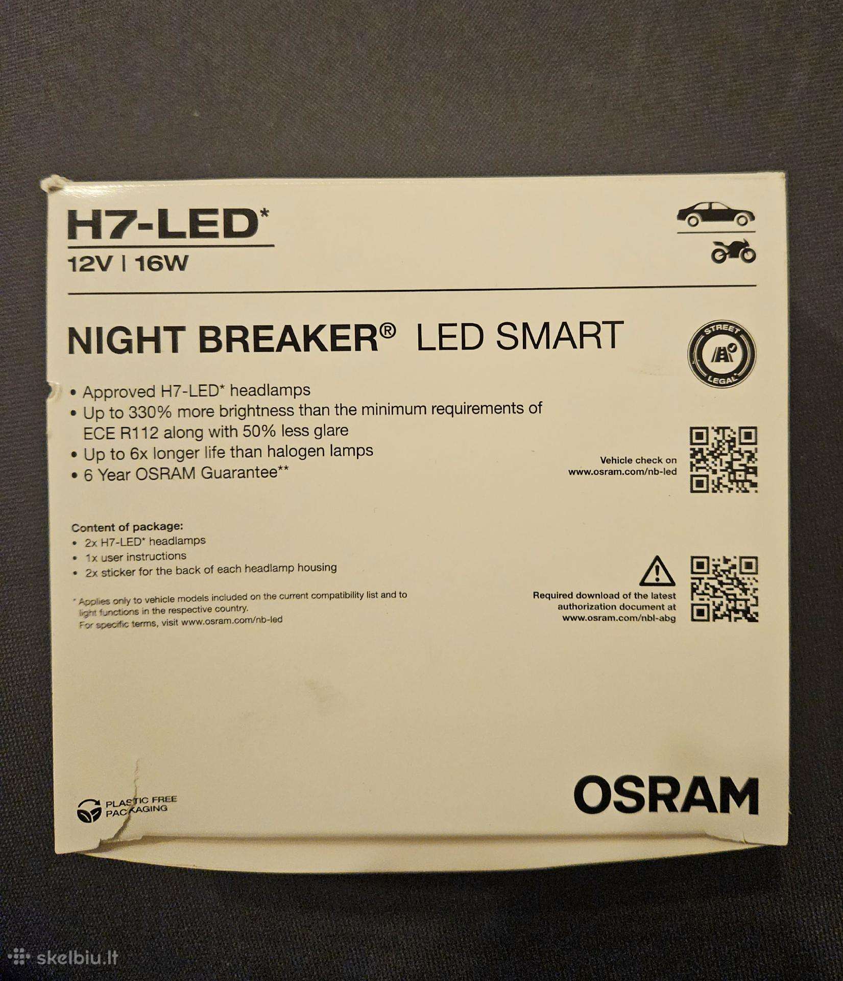 Osram Night Breaker H7 LED Smart +330% legalios