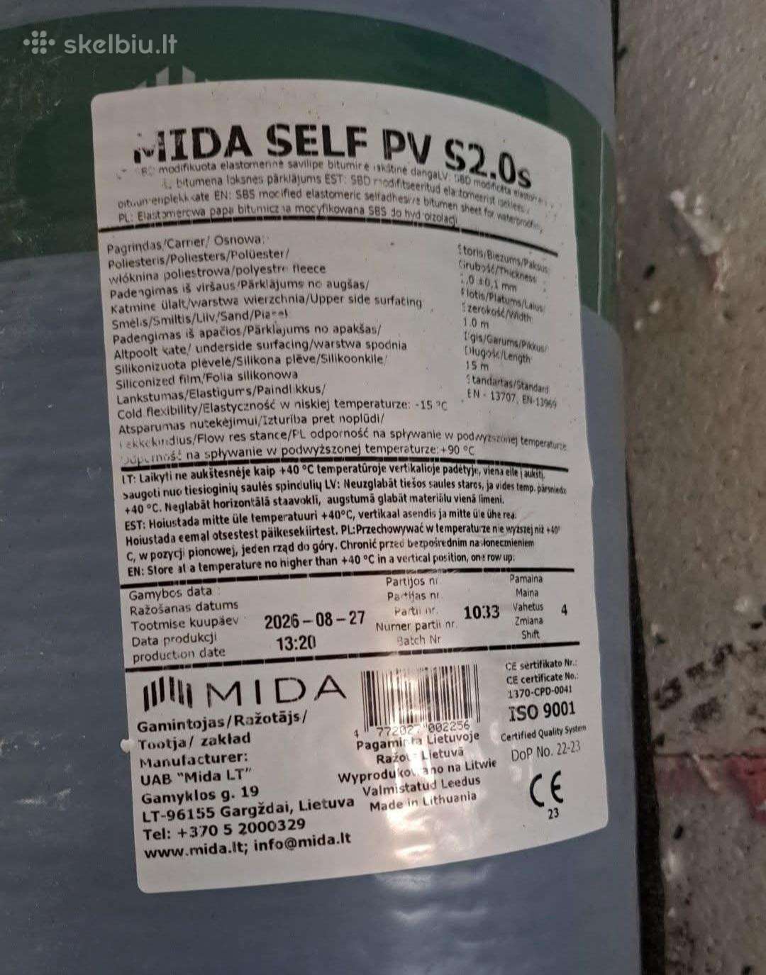 Bituminė danga Mida self s2.0s