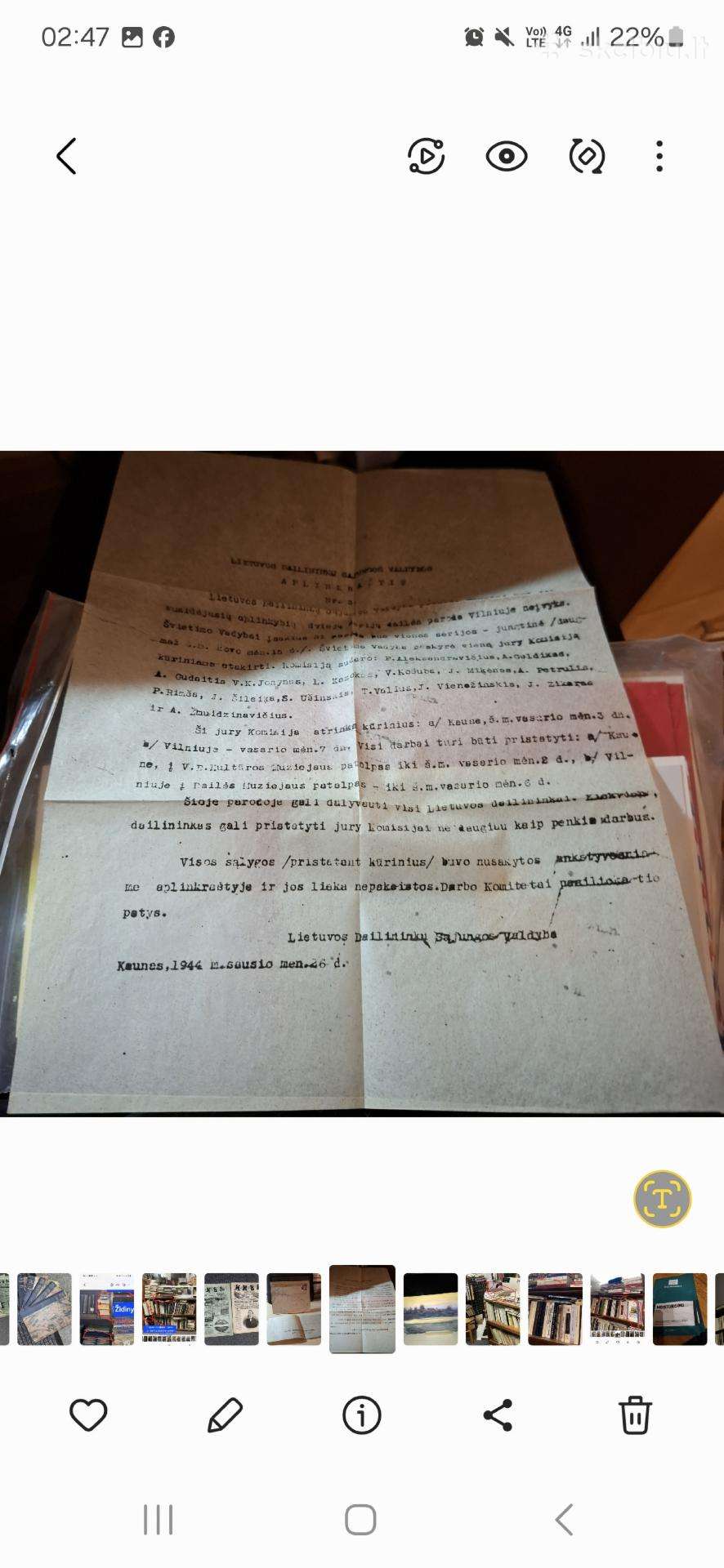 Lds valdybos aplinkraštis. 1944 m.