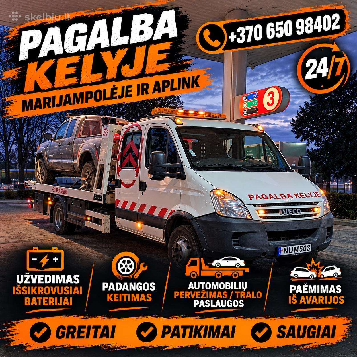 Tralas, Pagalba kelyje 24/7 Marijampole Lithuania