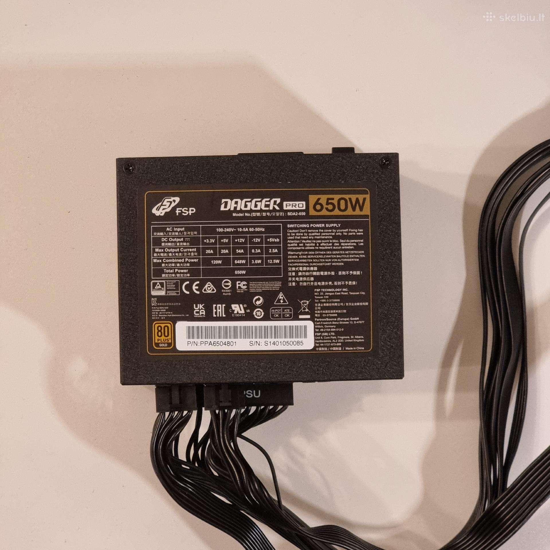 Fsp Dagger Pro 650w 80+ Gold, Sfx, modulinis Psu