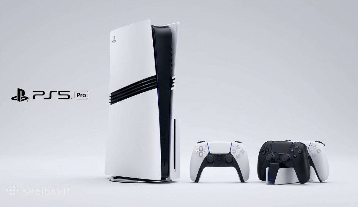 Ps5 Pro 2tb + diskasukis + stovas + kroviklis pul
