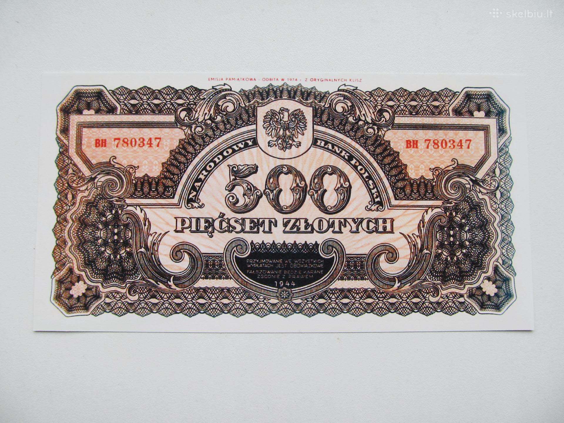 500 zlotu , Lenkija , 1944