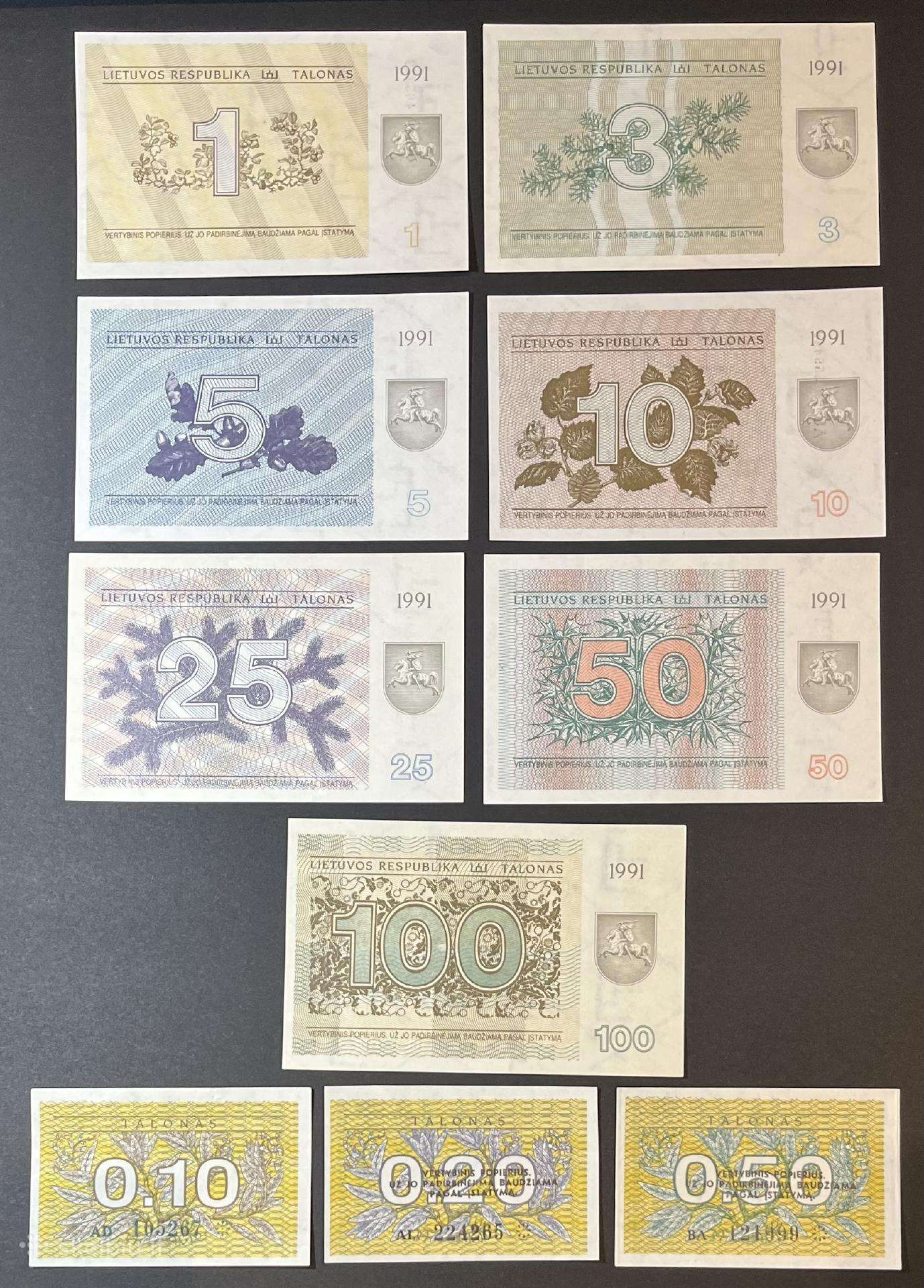 1991 m. Unc talonų rinkinys