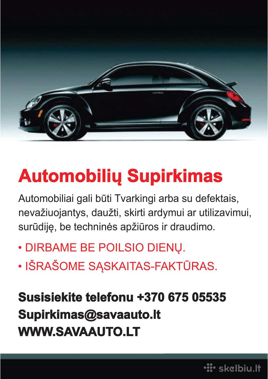 Automobilio supirkimas / utilizavimas