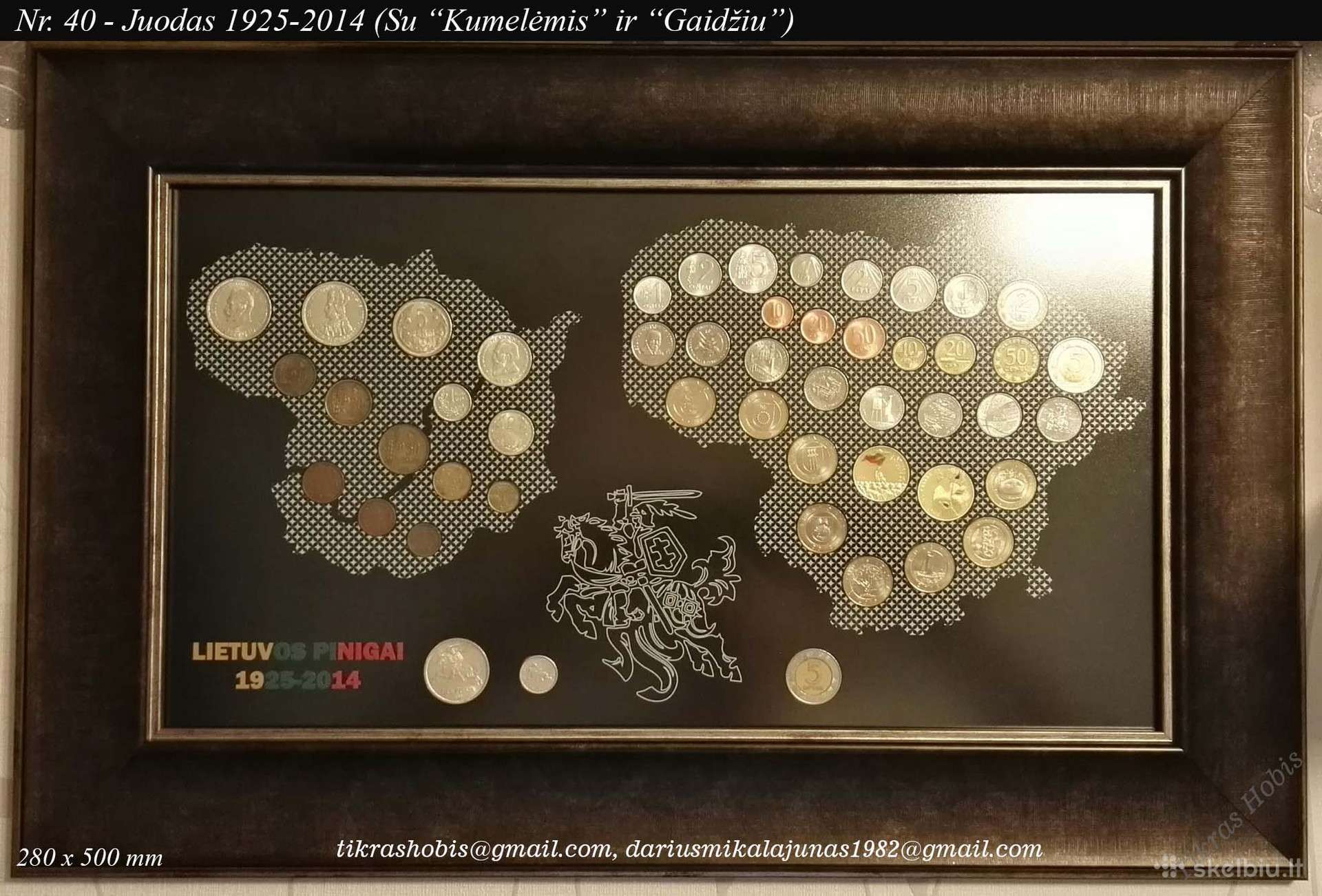 Juodas rėmelis Lietuvos monetoms 1925- Euro