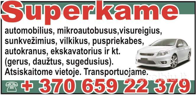 Automobiliu supirkimas, mikroautobusu, sunkvežimiu